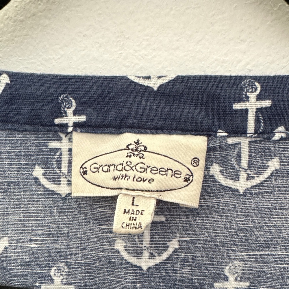 Women’s Blue and White Anchor Top - Size Large - Picture 2 of 7